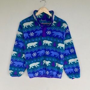 Fleece snap pullover sweater jacket quarter half